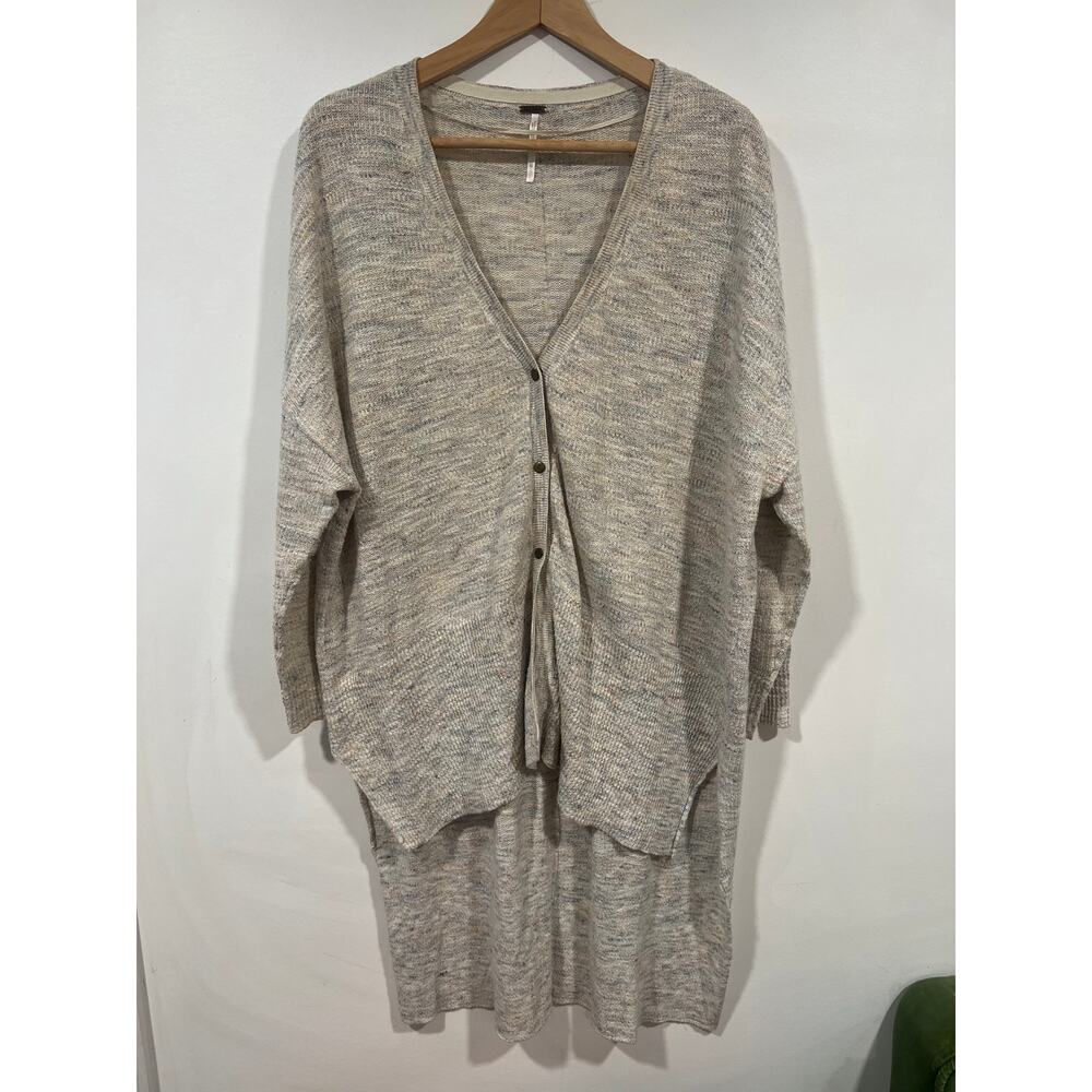 Free People Boho Hippie Oversized TGIF Marled High Low Cardigan Sweater Size XS